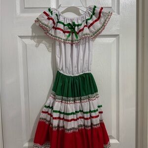 Mexican Festive Kids Costume Dress - Red, Green, White